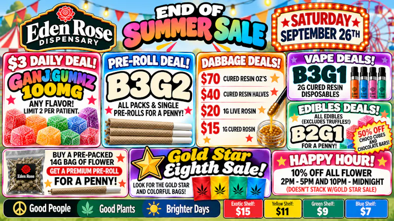 Eden Rose Dispensary - South Eden Rose Daily Deals 09/26/2026