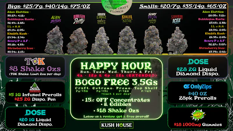Kush House - 24 Hours Never Closed & Drive Thru! - Moore 🕷️$75Oz Bigs / $65Oz Smalls | EXTENDED H.H 4-12🕸