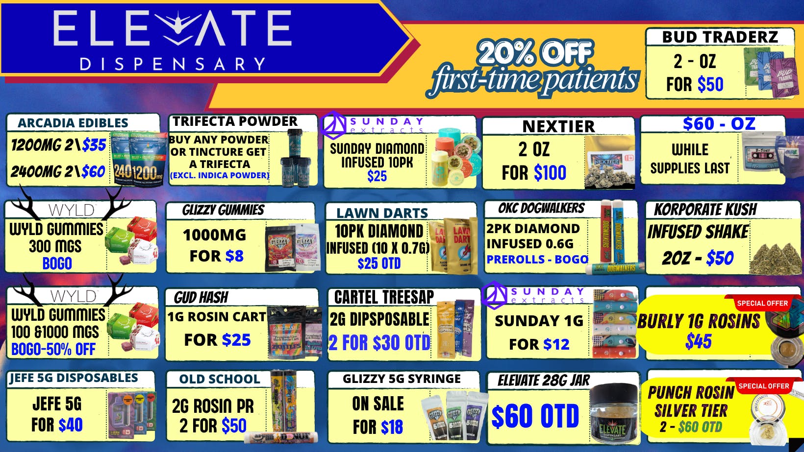 Elevate Dispensary Smoke Shop - Bethany Now Open OKC Dogwalkers Diamond Infused Pre-rolls on Bogo!!
