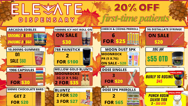 Elevate Dispensary Smoke Shop - Bethany Now Open Munchie Monday!!! Ask about our 500mg chocolate!!!
