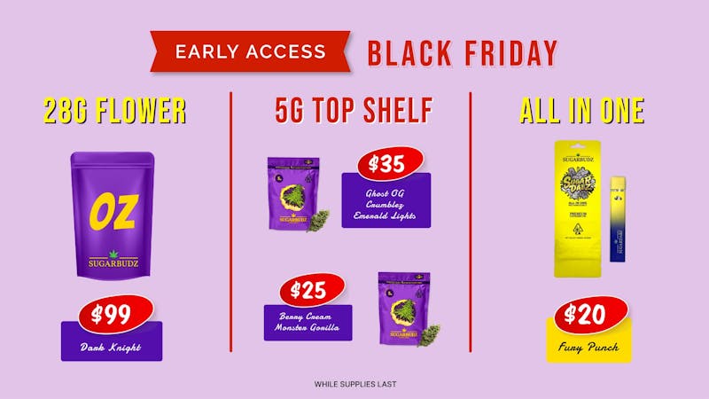 SUGARBUDZ $99 OUNCE AT SUGARBUDZ