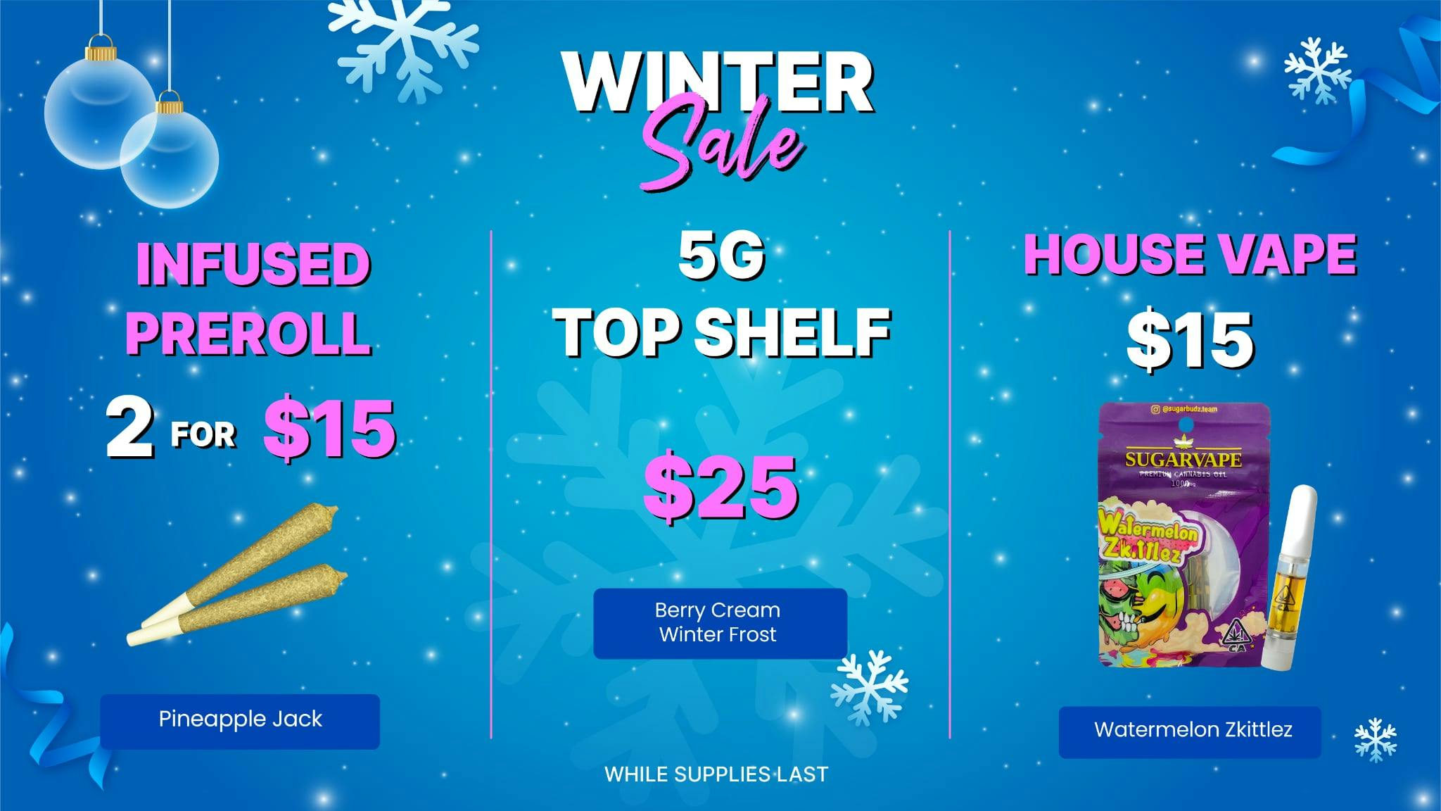 SUGARBUDZ 5g for $25 AT SUGARBUDZ