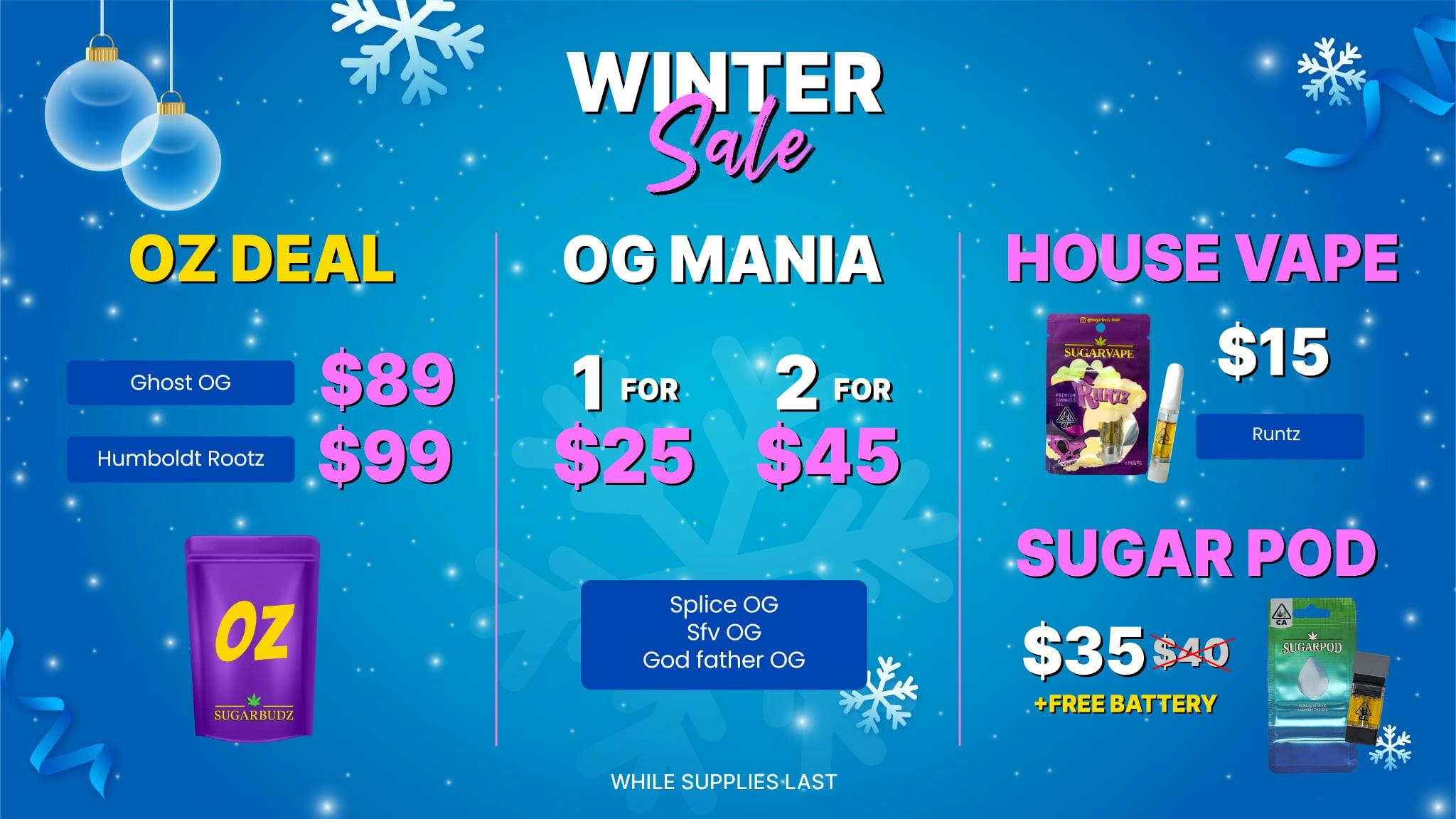 SUGARBUDZ $89 OZ AT SUGARBUDZ