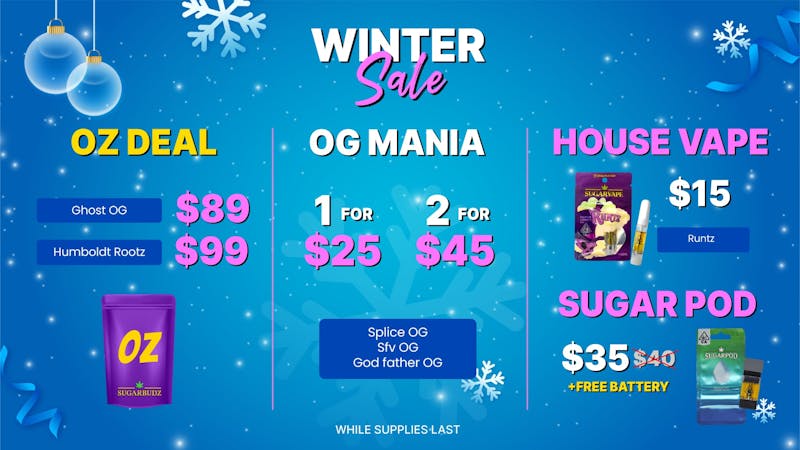 SUGARBUDZ $89 OZ AT SUGARBUDZ