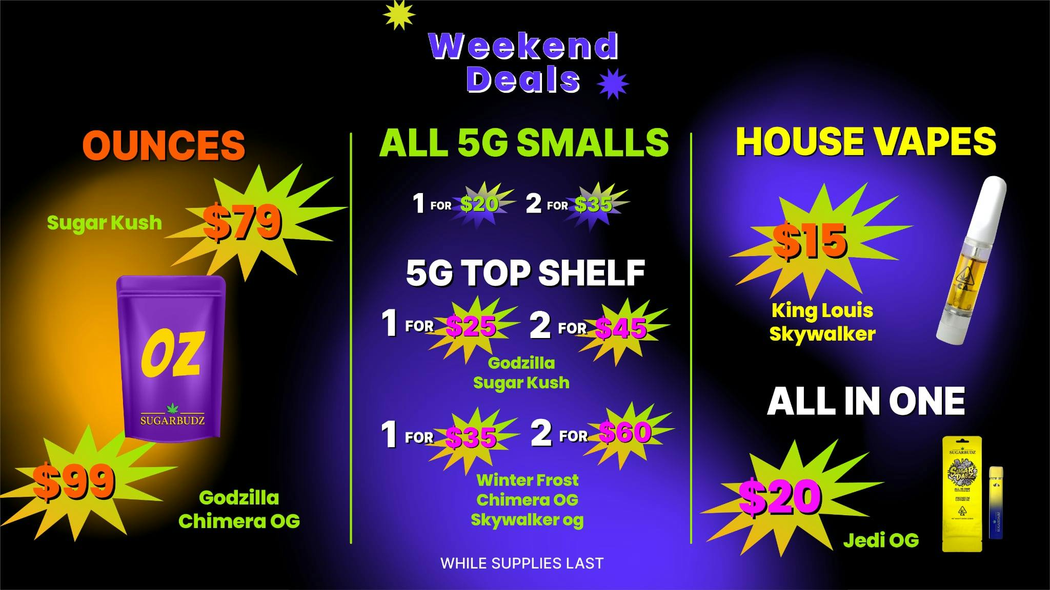 SUGARBUDZ $79 OUNCE AT SUGARBUDZ