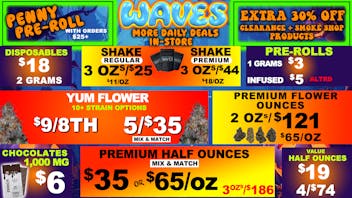 Waves Cannabis Co 🔥Low Prices for the Best Smoke😮‍💨5/$35 8ths MIX