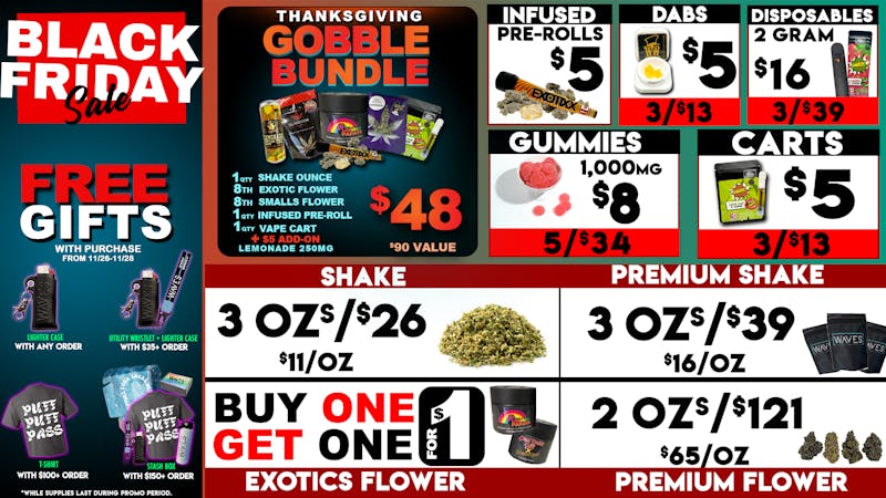 Waves Cannabis Co 🔥🔥BLACK FRIDAY DEALS🔥 OPEN THANKSGIVING DAY!