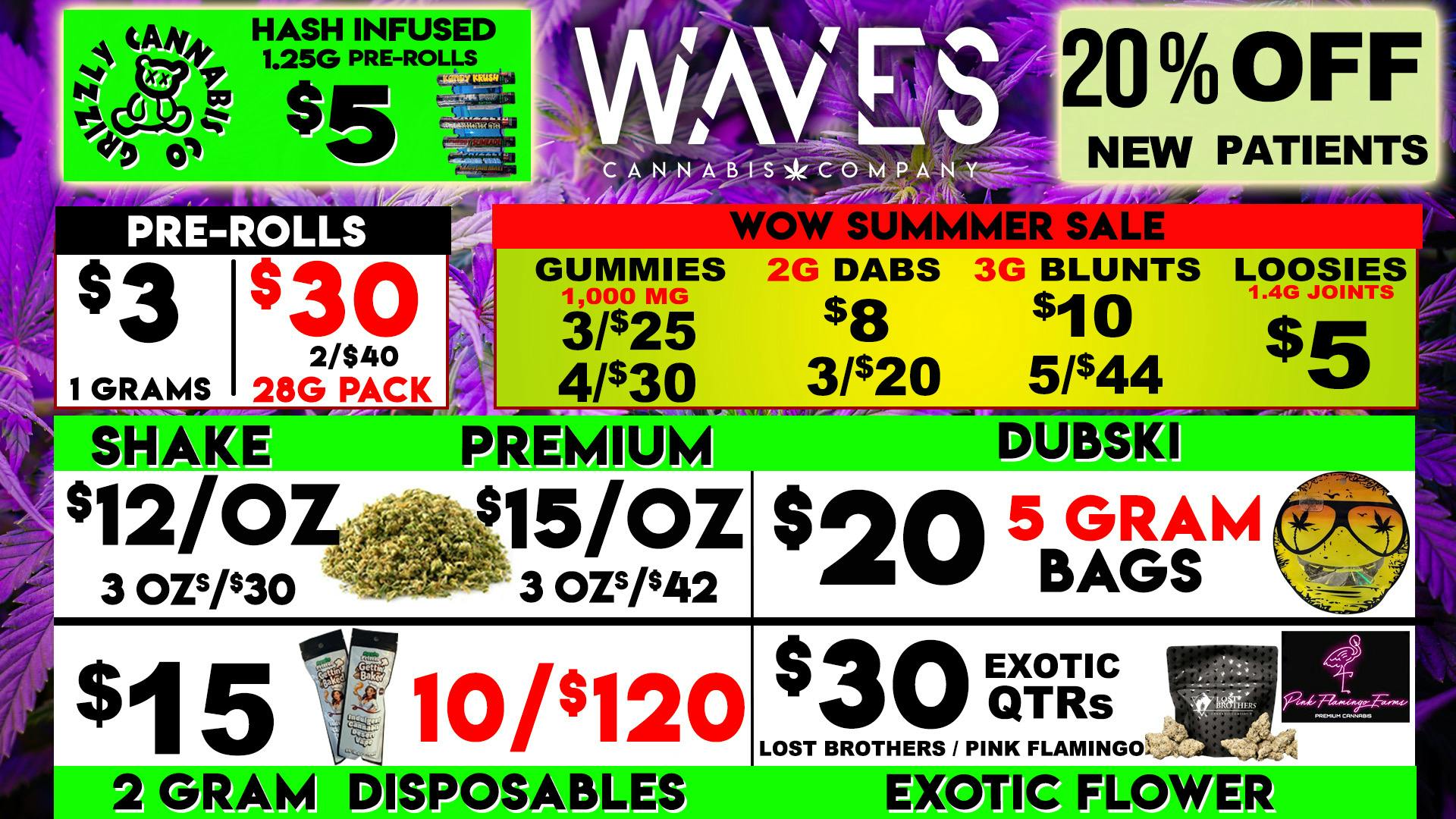 Waves Cannabis Co 🔥🔥 NEW LOWER PRICING + $12/OUNCES Shake 🔥🔥