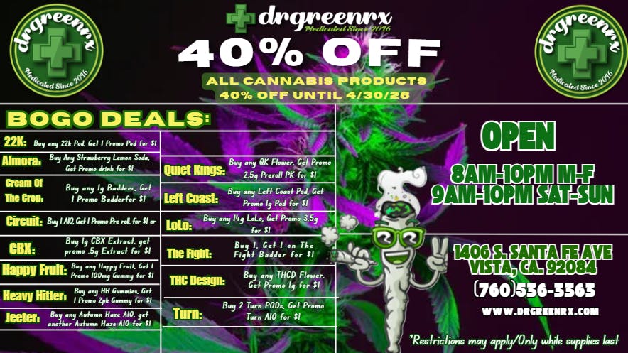 drgreenrx 40% OFF ALL OF APRIL!