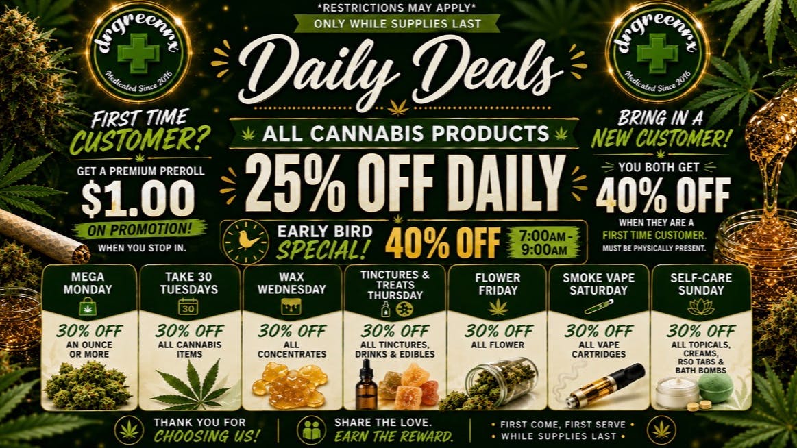 drgreenrx 40% OFF FTP & Referrals! 25% OFF STOREWIDE & BOGOS