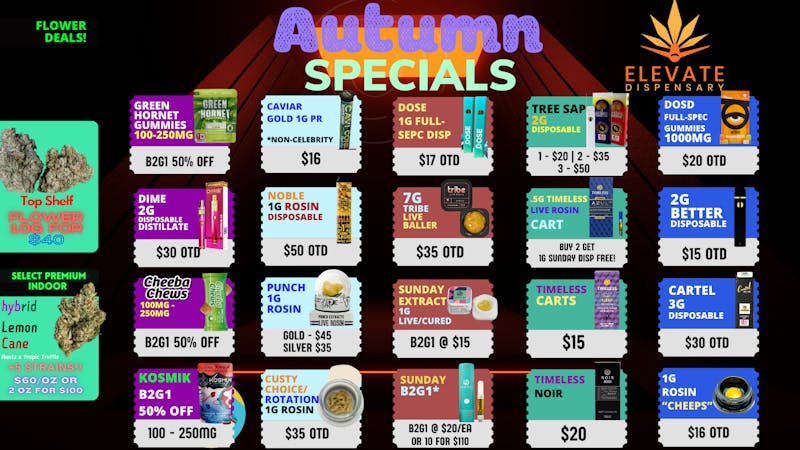 Elevate Dispensary B2G1 Sunday/ $18 Timeless 1g Cart