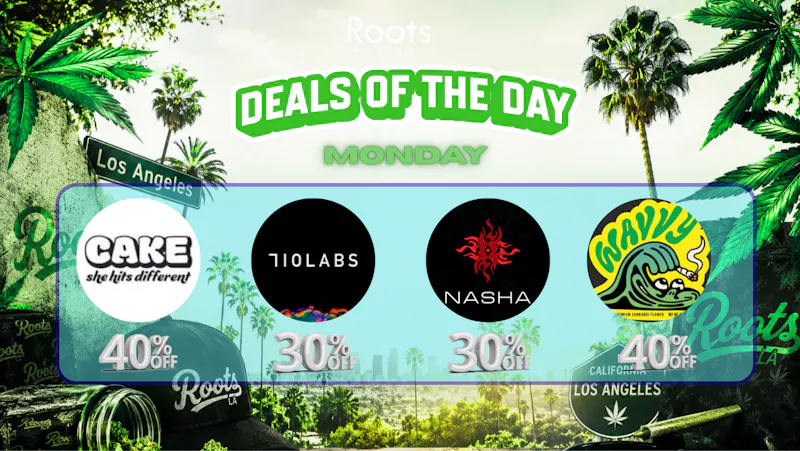 Roots Dispensary 40% WAVVY, 40% CAKE, 30% 710 LABS FLOWER & VAPES