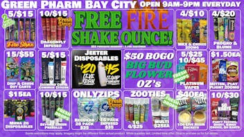 Green Pharm - Bay City - Recreational BOGO OZ's | 10/$30 VAPE BLOWOUT