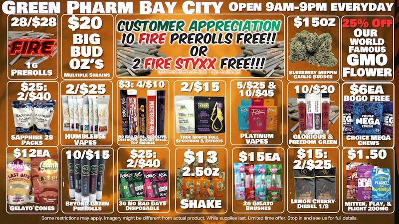 Green Pharm - Bay City - Recreational $20 BIG BUD OZ's | WORLD FAMOUS GMO 25% OFF!!