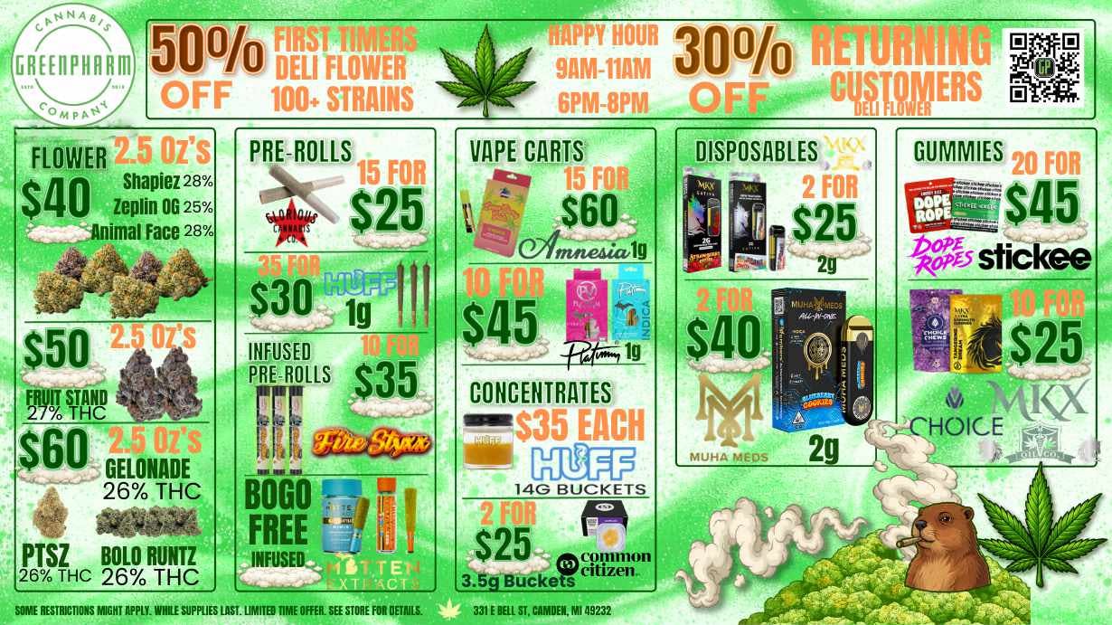 Green Pharm - Bay City - Recreational 2 FREE INFUSED PRS W/PURCHASE!!!