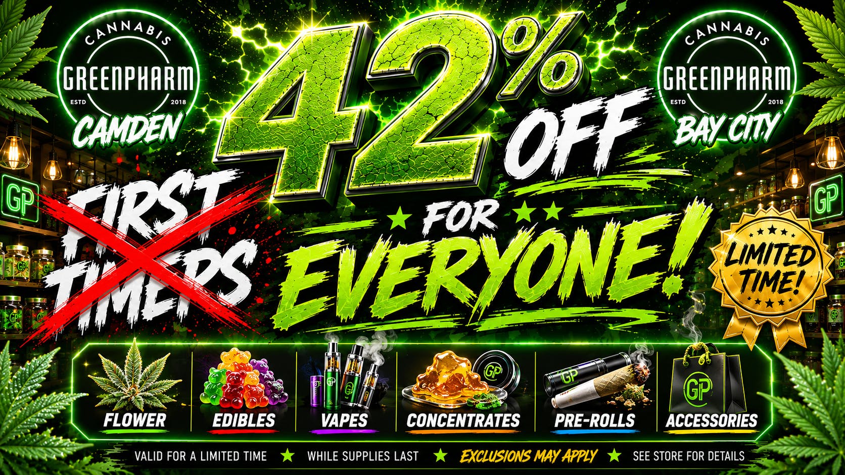Green Pharm - Bay City - Recreational 42% OFF THE ENTIRE STORE ALL WEEKEND