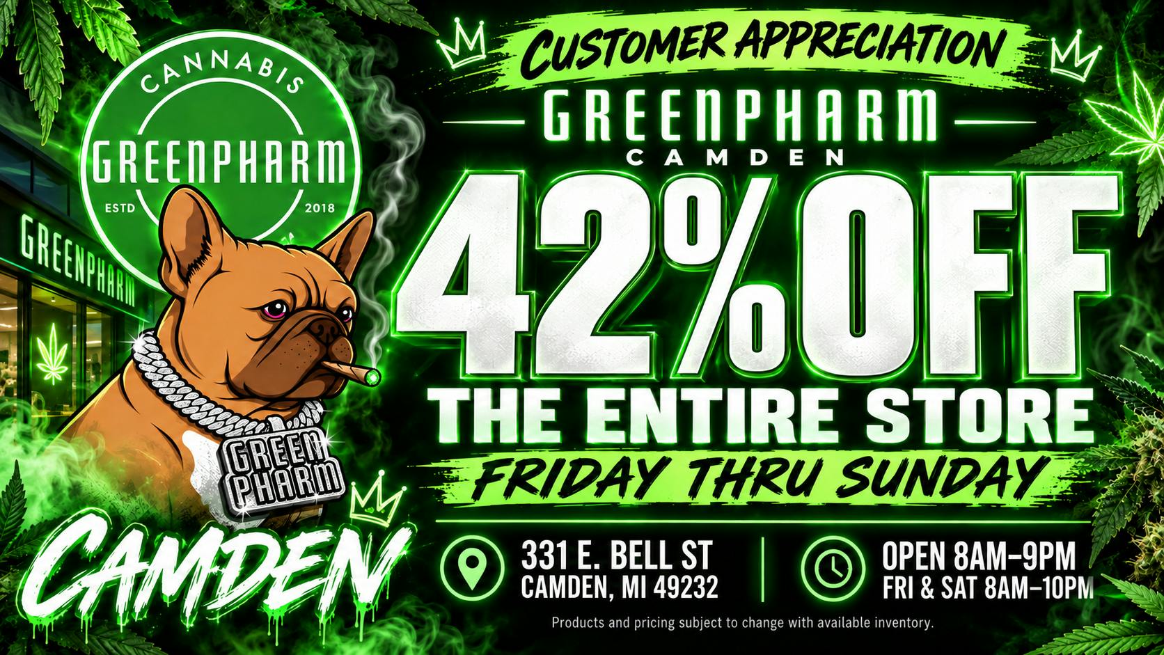 Green Pharm - Camden - NOW OPEN! CUSTOMER APPRECIATION 42% OFF EVERYTHING