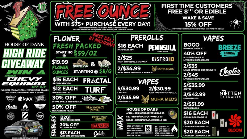 HOUSE OF DANK GARDEN CITY REC 🚨FREE OUNCE FIRST 300 CUSTOMERS W/ $75 PURCHASE