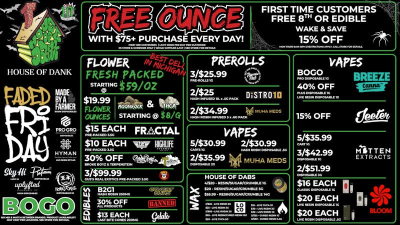 HOUSE OF DANK LANSING REC 🚨FREE OUNCE FIRST 300 CUSTOMER W/ $75 PURCHASE🚨