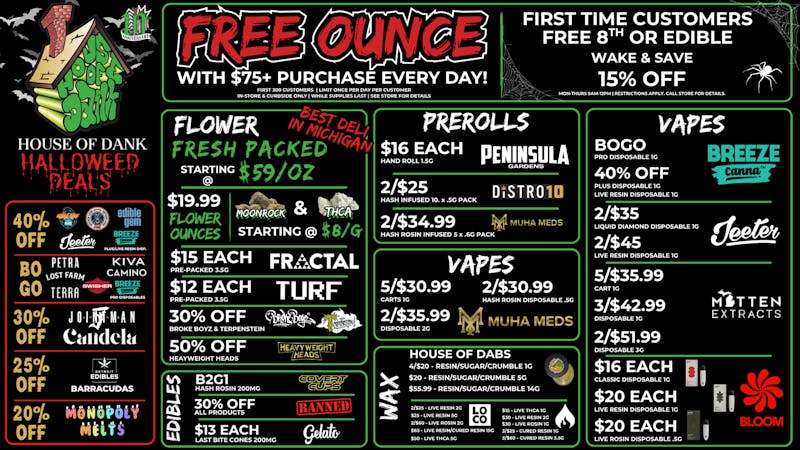HOUSE OF DANK ANN ARBOR REC 🚨FREE OUNCE FIRST 300 CUSTOMERS W/ $75 PURCHASE
