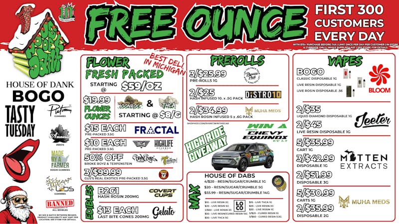HOUSE OF DANK GRAND RAPIDS REC 🚨FREE OUNCE FIRST 300 CUSTOMERS W/ $75 PURCHASE
