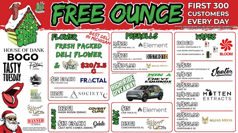 HOUSE OF DANK YPSILANTI REC 🚨FREE OUNCE FIRST 300 CUSTOMERS W/ $75 PURCHASE