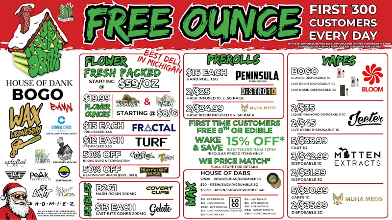 HOUSE OF DANK MONROE REC 🚨FREE OUNCE FIRST 300 CUSTOMERS W/ $100 PURCHASE