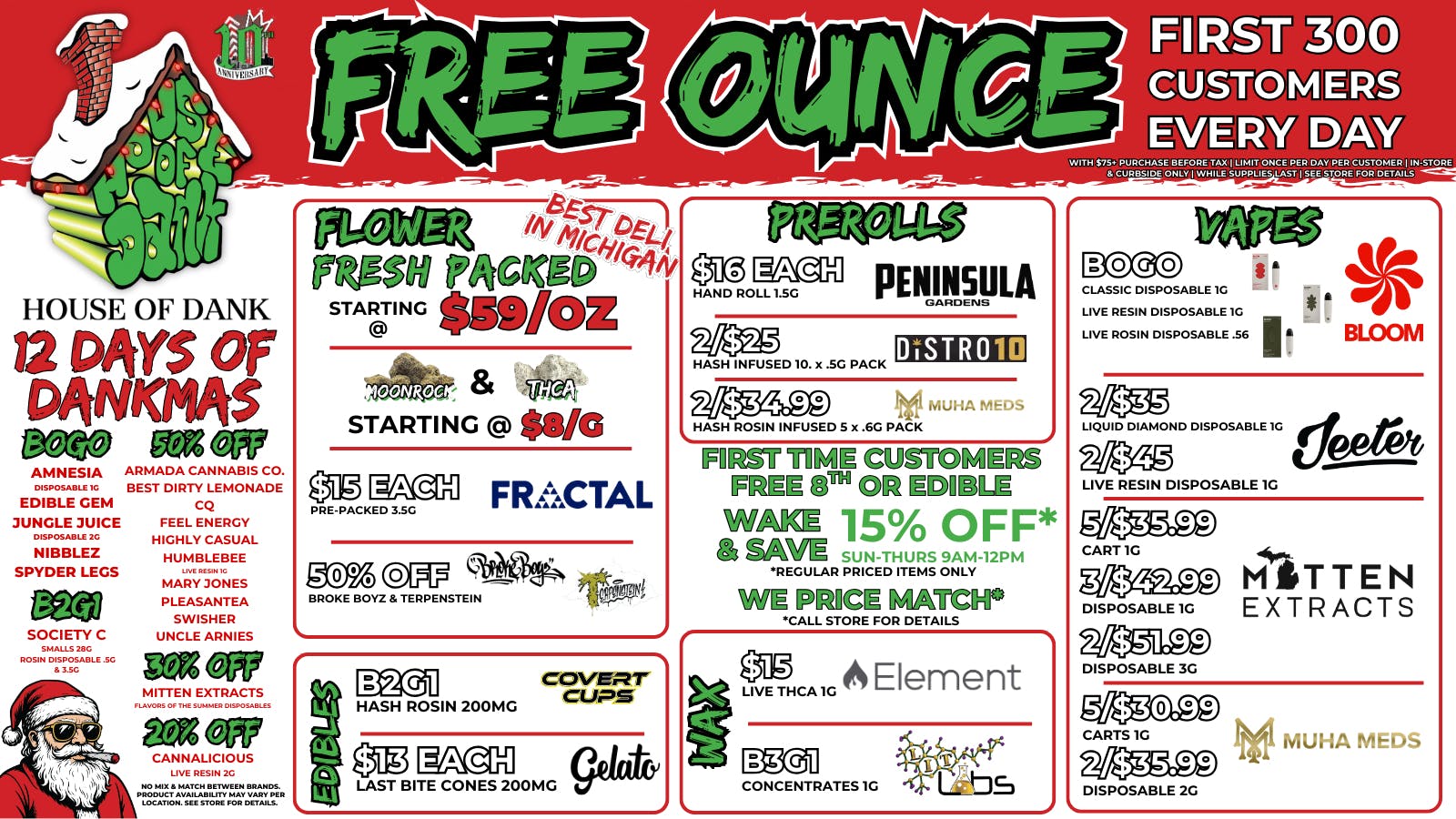 HOUSE OF DANK CENTER LINE REC 🚨FREE OUNCE FIRST 300 CUSTOMERS W/ $75 PURCHASE