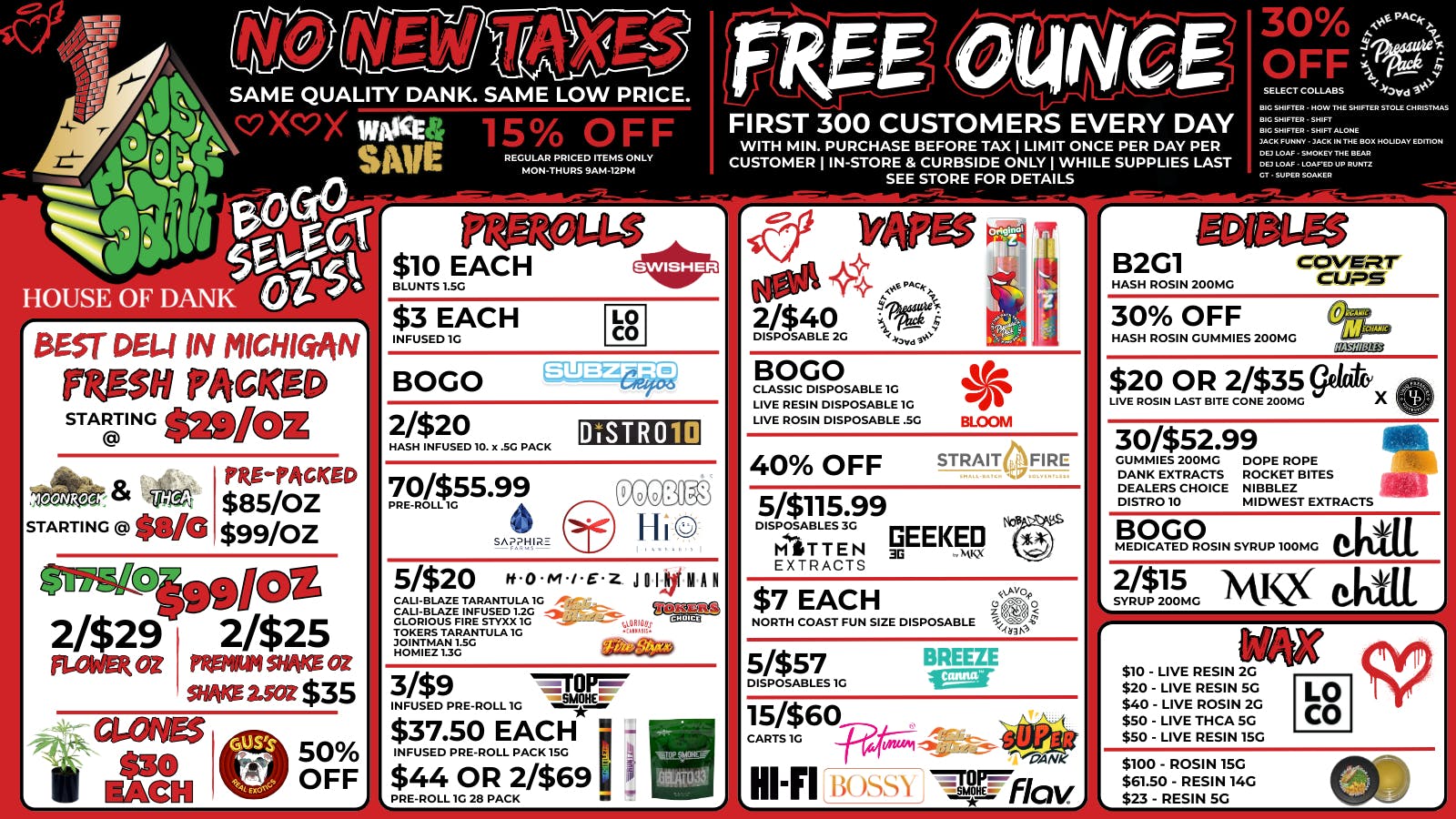 HOUSE OF DANK NEW BUFFALO REC FREE OZ DAILY* | SAME LOW PRICES | PRICE MATCH