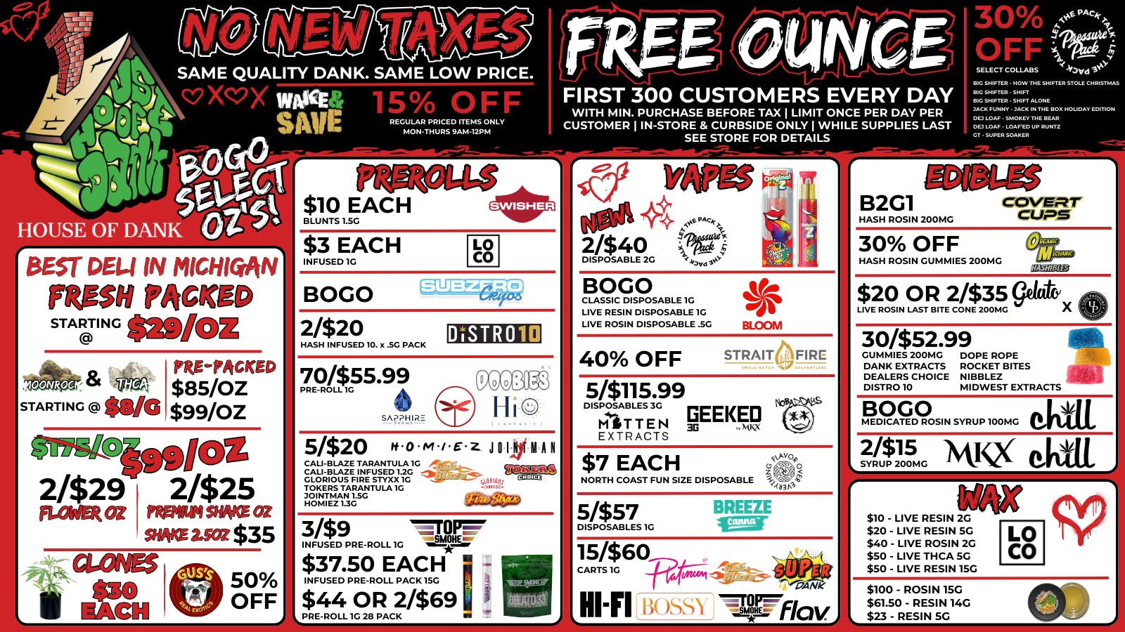 HOUSE OF DANK NEW BUFFALO REC FREE OZ DAILY* | SAME LOW PRICES | PRICE MATCH