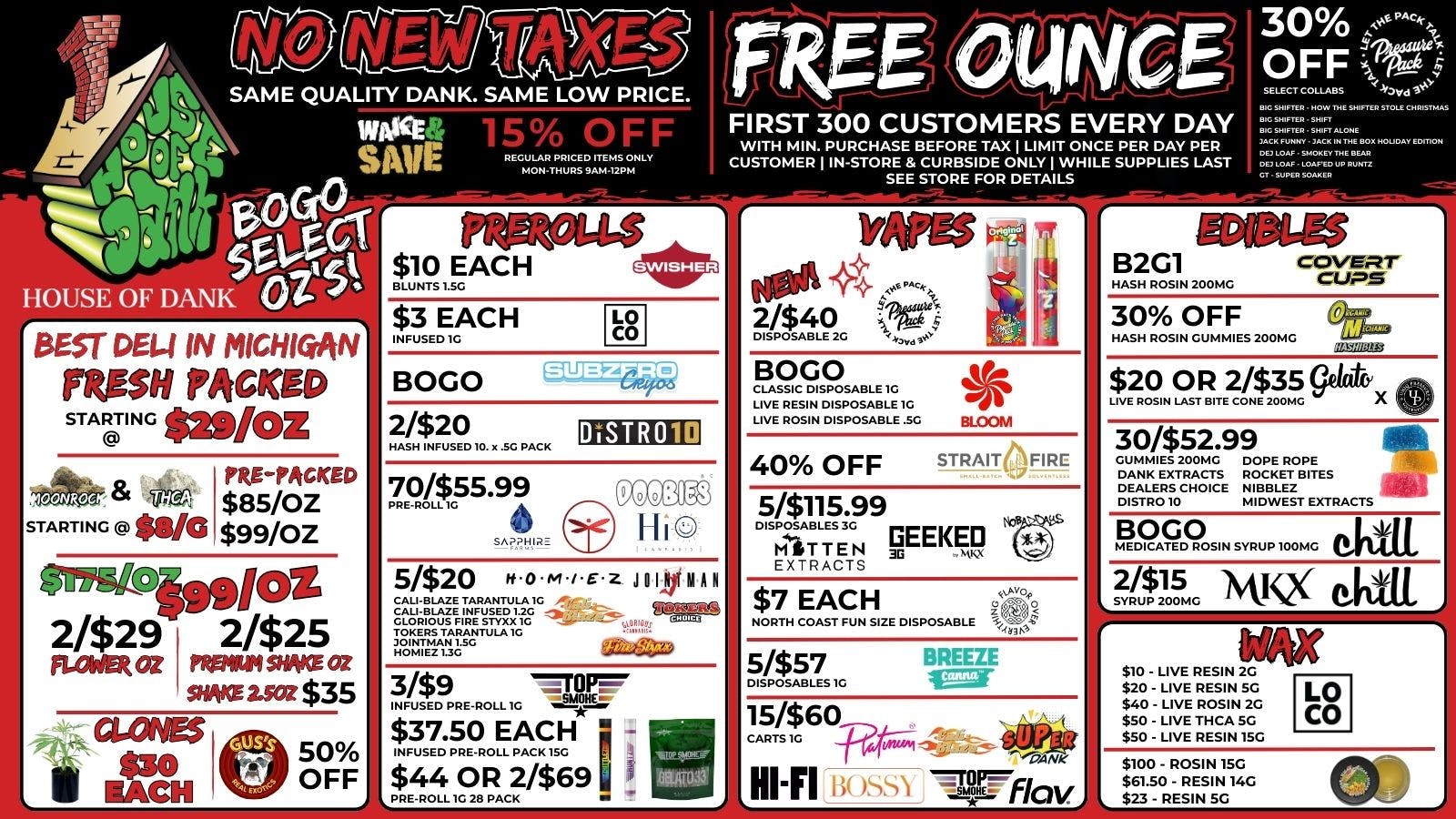 HOUSE OF DANK NEW BUFFALO REC FREE OZ DAILY* | SAME LOW PRICES | PRICE MATCH