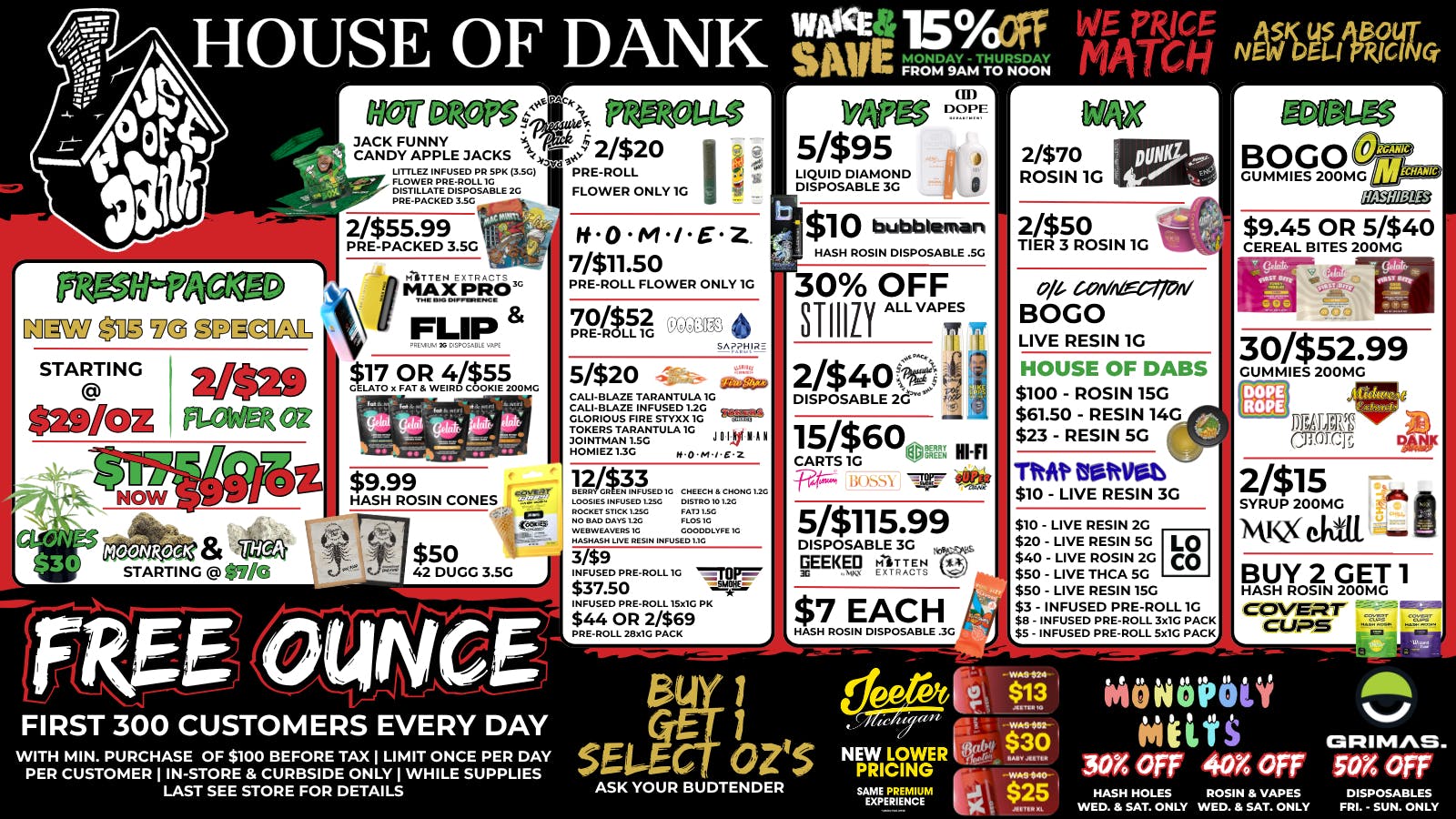HOUSE OF DANK NEW BUFFALO REC FREE OZ DAILY* | SAME LOW PRICES | PRICE MATCH