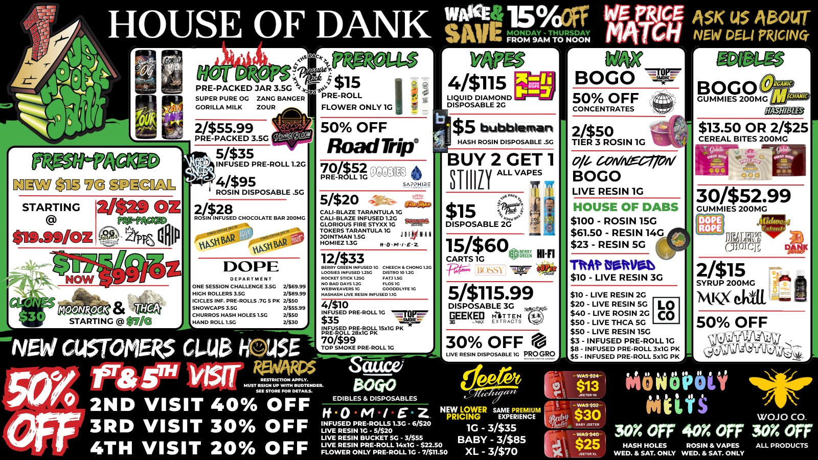 HOUSE OF DANK MONROE REC 🚨50% OFF NEW CUSTOMERS*🚨 WE PRICE MATCH