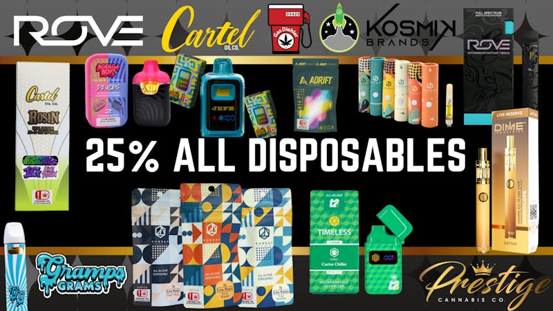 Prestige Cannabis Co. 25% ALL DISPOSABLES