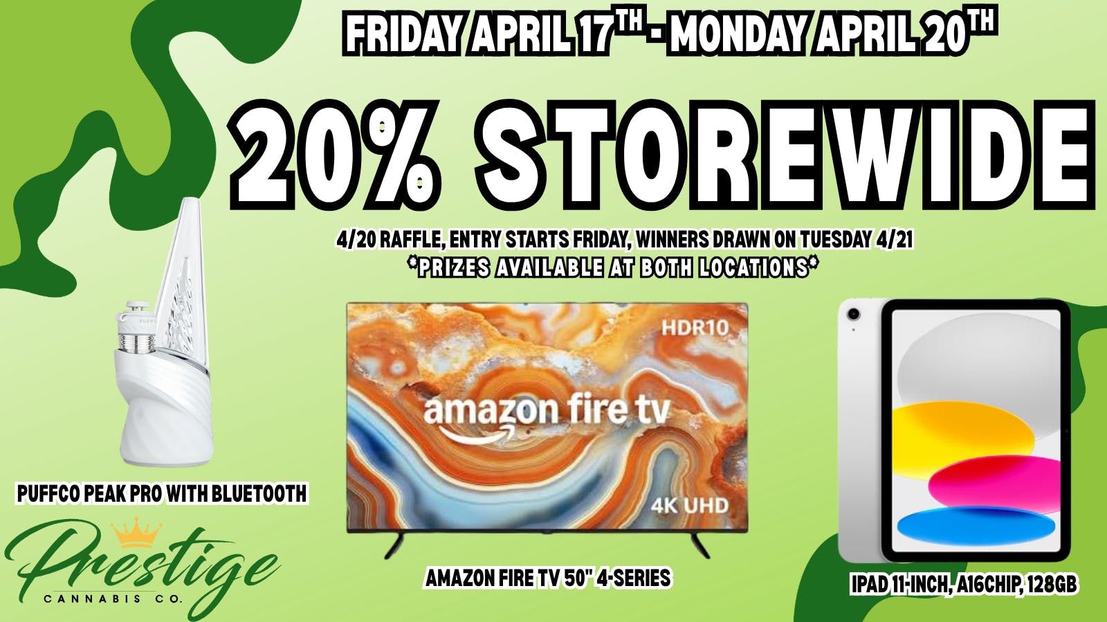 Prestige Cannabis Co. (OPEN 24/7) STOREWIDE 20% SALE ! PLUS RAFFLES START FRIDAY!