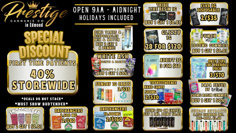 Prestige Cannabis Co. 40% FIRST TIME PATIENT & MANY MORE DEALS!!