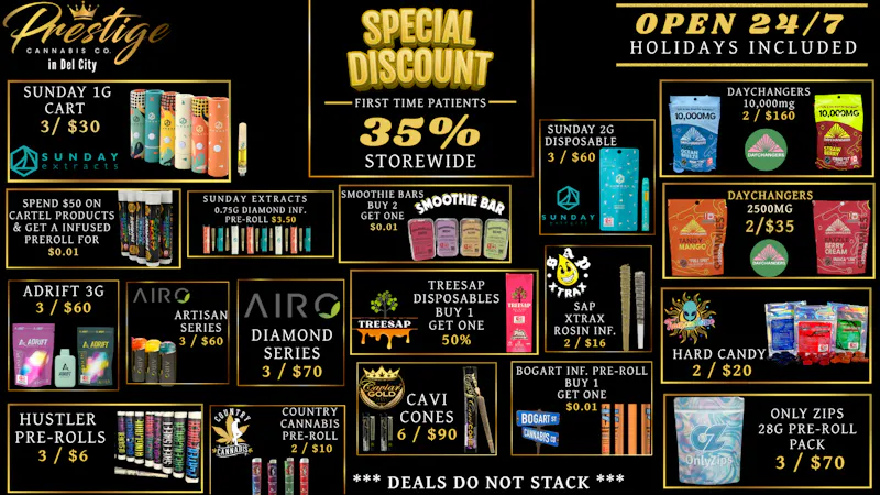 Prestige Cannabis Co. (OPEN 24/7) FIRST TIME PATIENTS GET 35% OFF & MANY OTHER DEALS