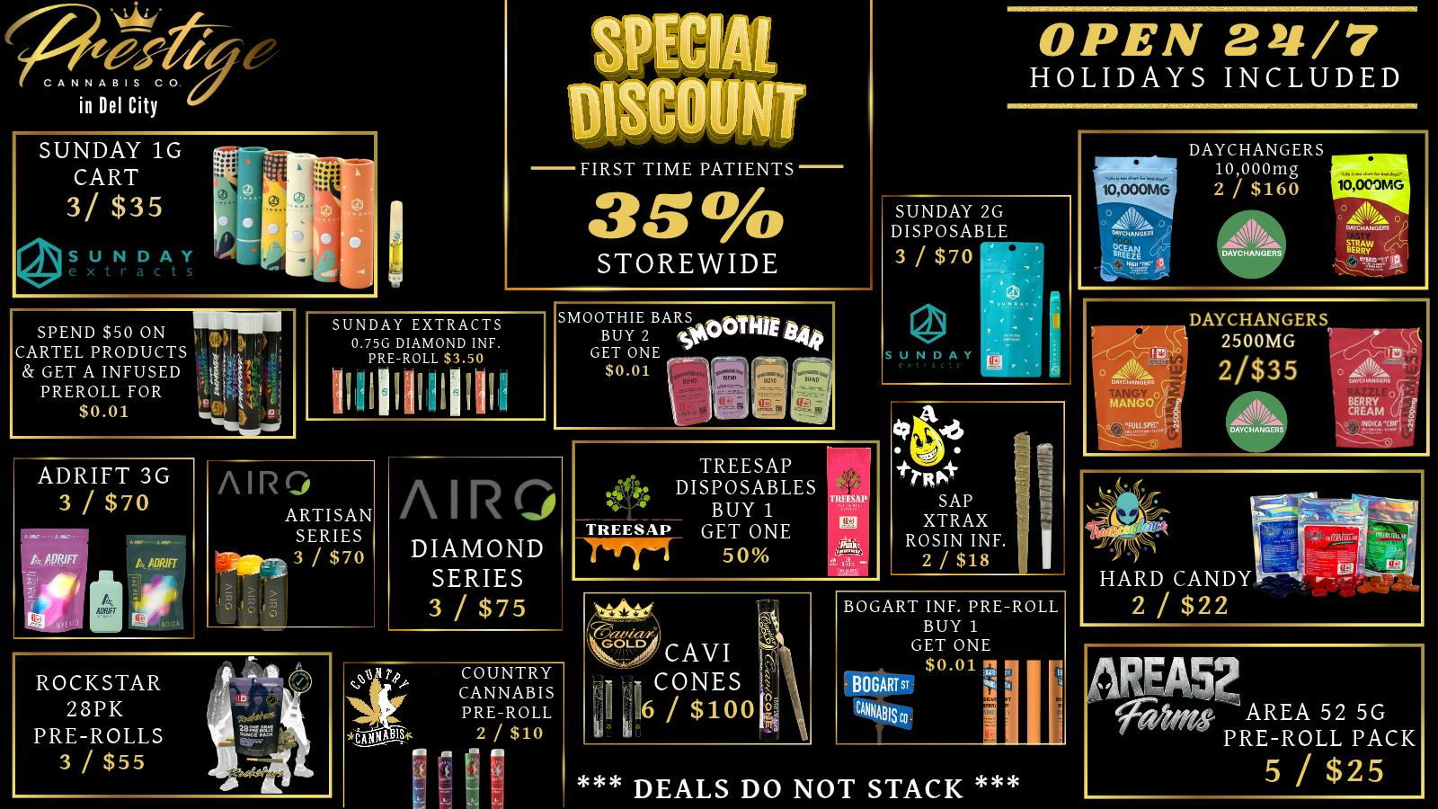 Prestige Cannabis Co. (OPEN 24/7) FIRST TIME PATIENTS GET 35% OFF & MANY OTHER DEALS
