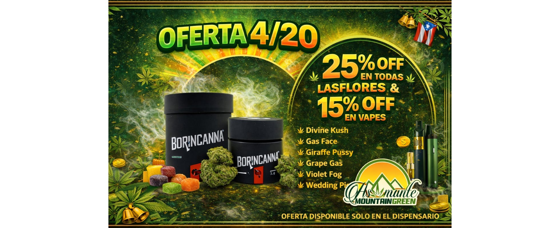 Asomante Mountain Green 🌿 4/20 EXTENDIDO: DOBLE OFERTA, DOBLE AHORRO