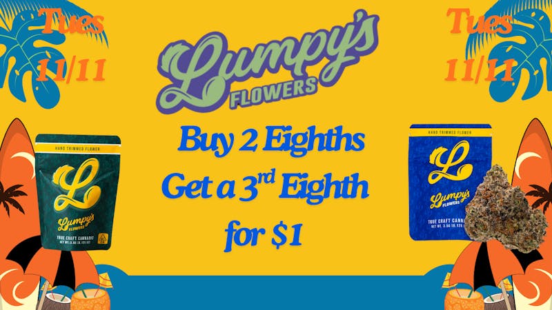 Down Under Industries Dispensary Lumpy's Buy 2 Eighths, get a 3rd for $1
