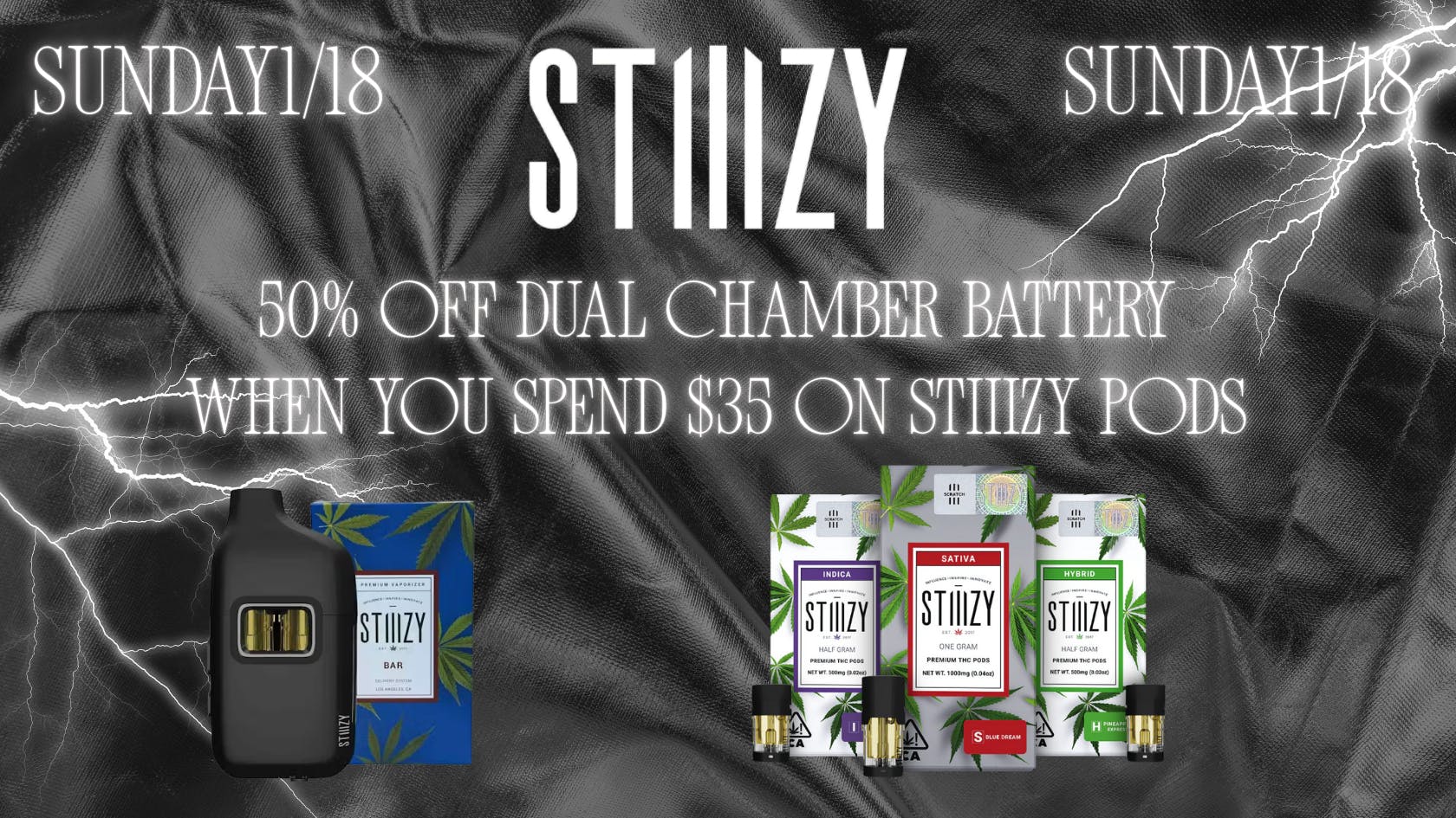 Down Under Industries Dispensary Spend $35 on Stiiizy Pods, 50% off Dual Chamber