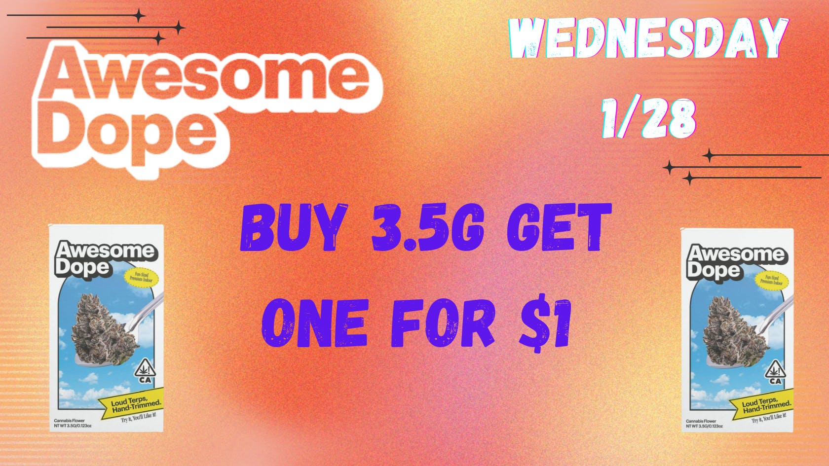 Down Under Industries Dispensary Awesone Dope 3.5g BOGO