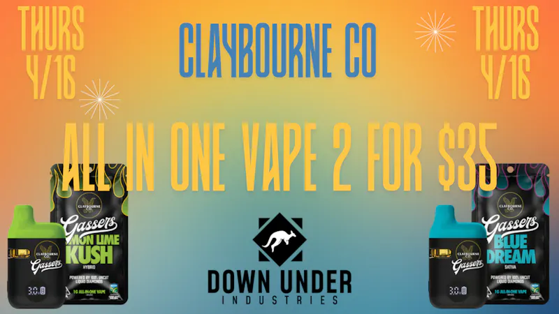 Down Under Industries Delivery Claybourne Liquid Diamonds AIO Vape 2 for $35