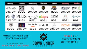 Down Under Industries Dispensary Weekly Specials