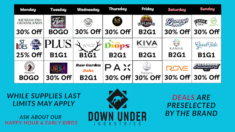 Down Under Industries Dispensary Weekly Specials