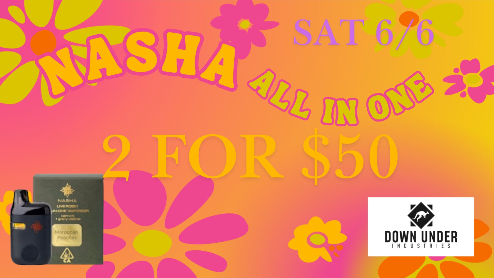 Down Under Industries Delivery Nasha Rosin All in One Vape 2 for $50