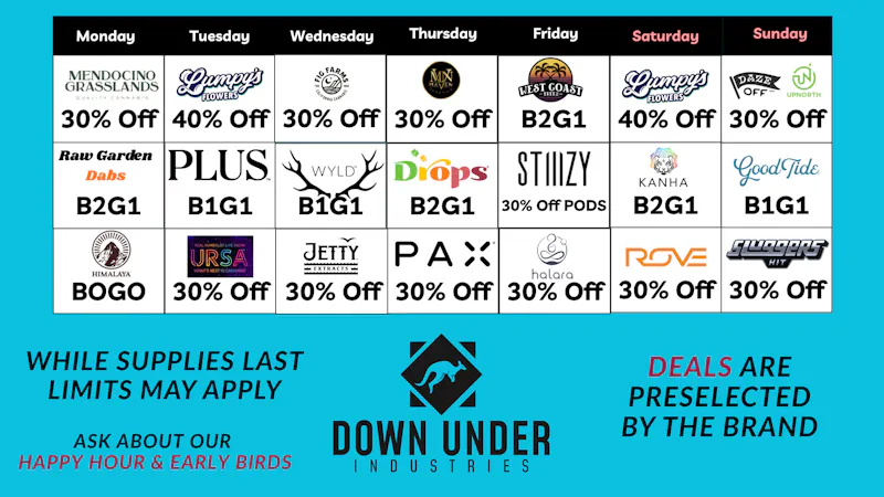 Down Under Industries Dispensary Weekly Specials