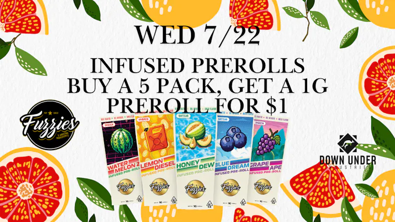 Down Under Industries Delivery Buy a 5 Pack, get a 1g Infused Pre-roll for $1