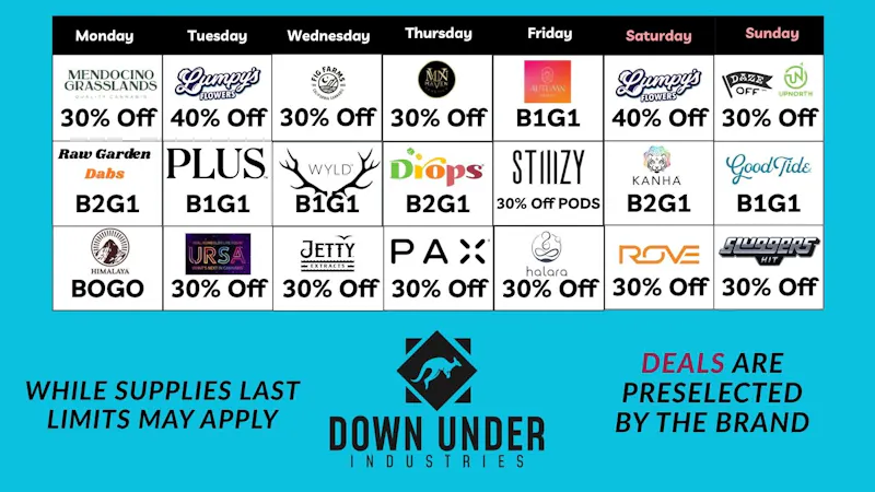 Down Under Industries Dispensary Weekly Specials