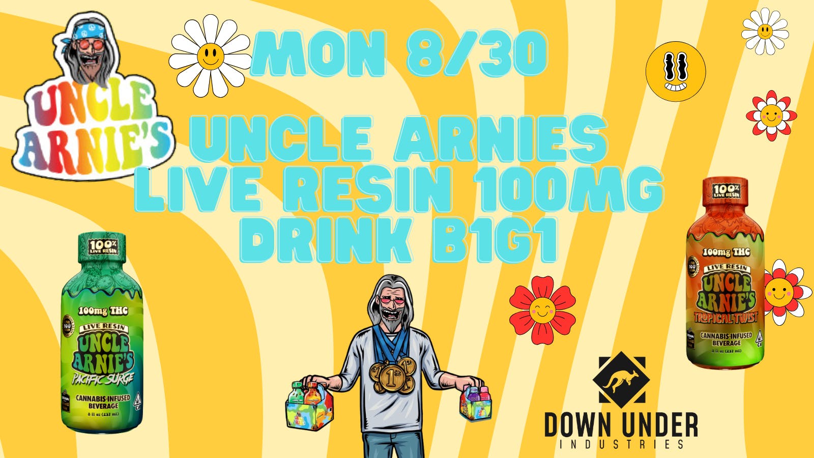 Down Under Industries - Marin Uncle Arnie Live Resin 100mg Drink BOGO